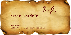 Krein Jolán névjegykártya